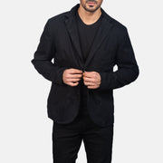 Borges Sort Blazer til Mænd in Black Poly-Cotton - Front Profile View &amp; Tailored Silhouette | Buy Online