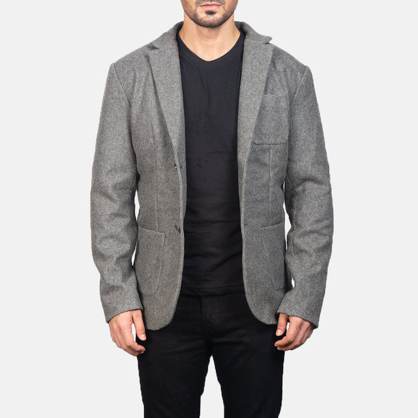 Borges Grey Wool Blazer til Mænd