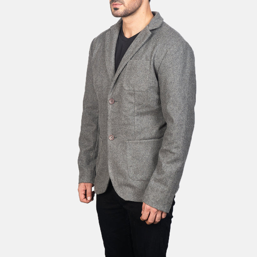 Borges Grey Wool Blazer til Mænd