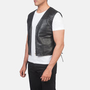 
Black Sheepskin leather Vest - Bagfra med tilpassede skuldre og ren kant