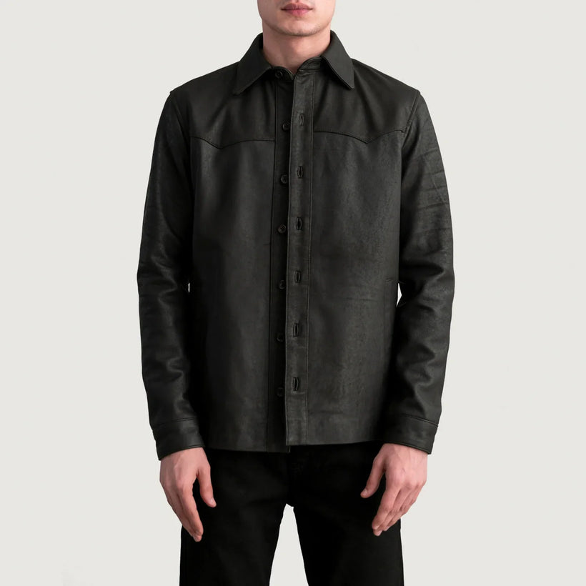 Bronco Tumbled Brun Leather Shirt til Mænd