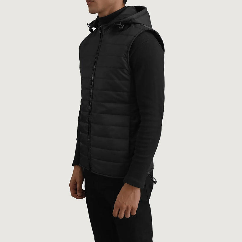 Carlo Sort Hooded Puffer Vest til Mænd