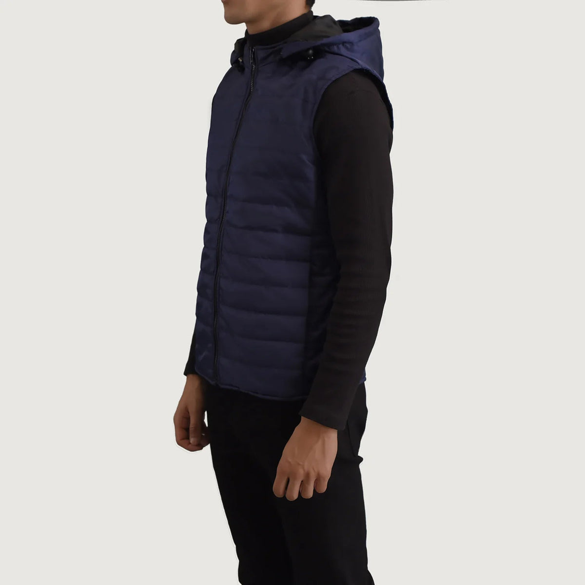 
Blue Full-Grain leather Vest - Bagfra med tilpassede skuldre og ren kant