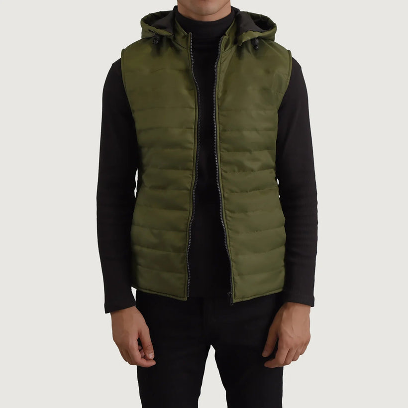 Carlo Green Hooded Puffer Vest til Mænd