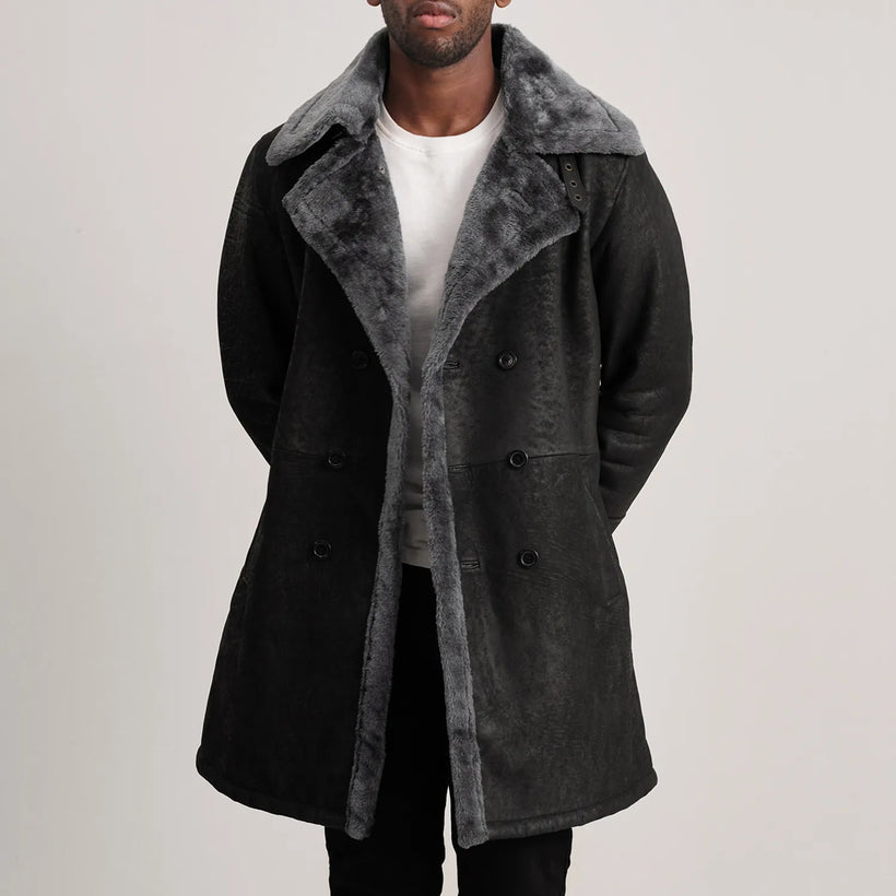 Charles Coat Brun Shearling Coat til Mænd