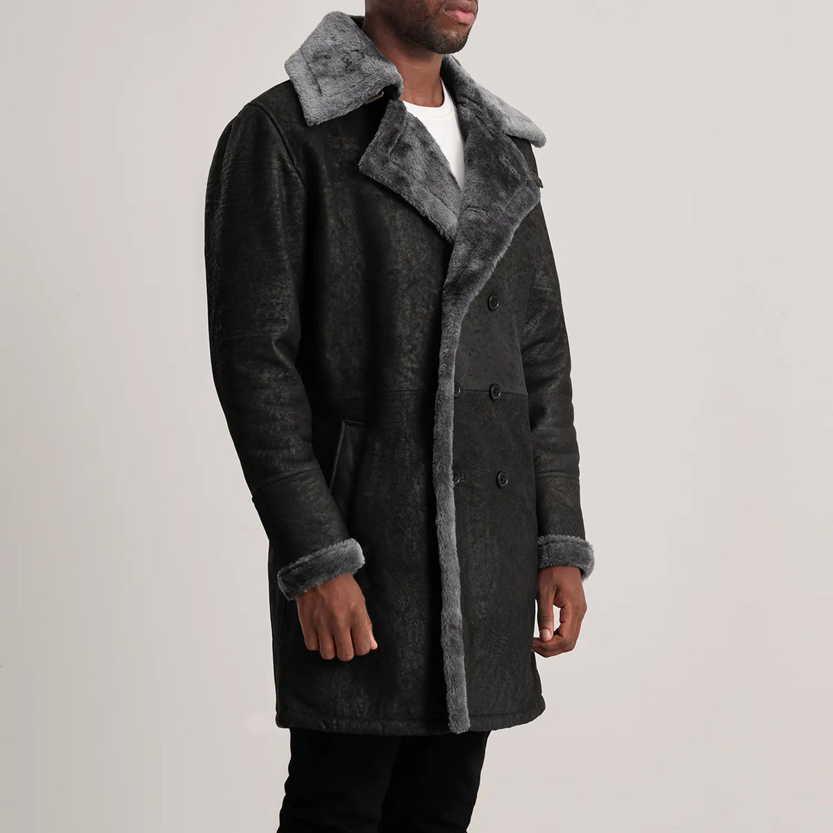 
Brown Goatskin Suede Aviator Jacket - Bagfra med tilpassede skuldre og ren kant