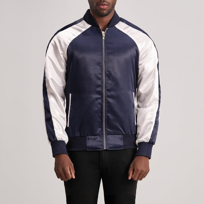 Clarke Blue Varsity Læderjakke til Mænd