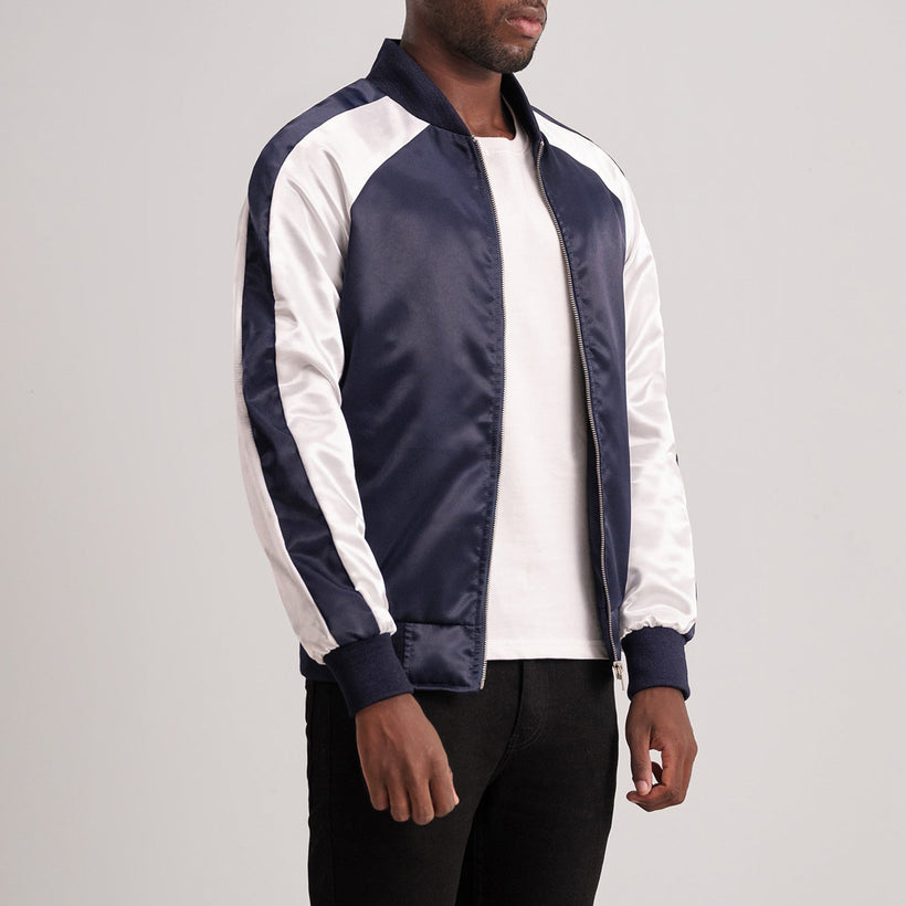Clarke Blue Varsity Læderjakke til Mænd