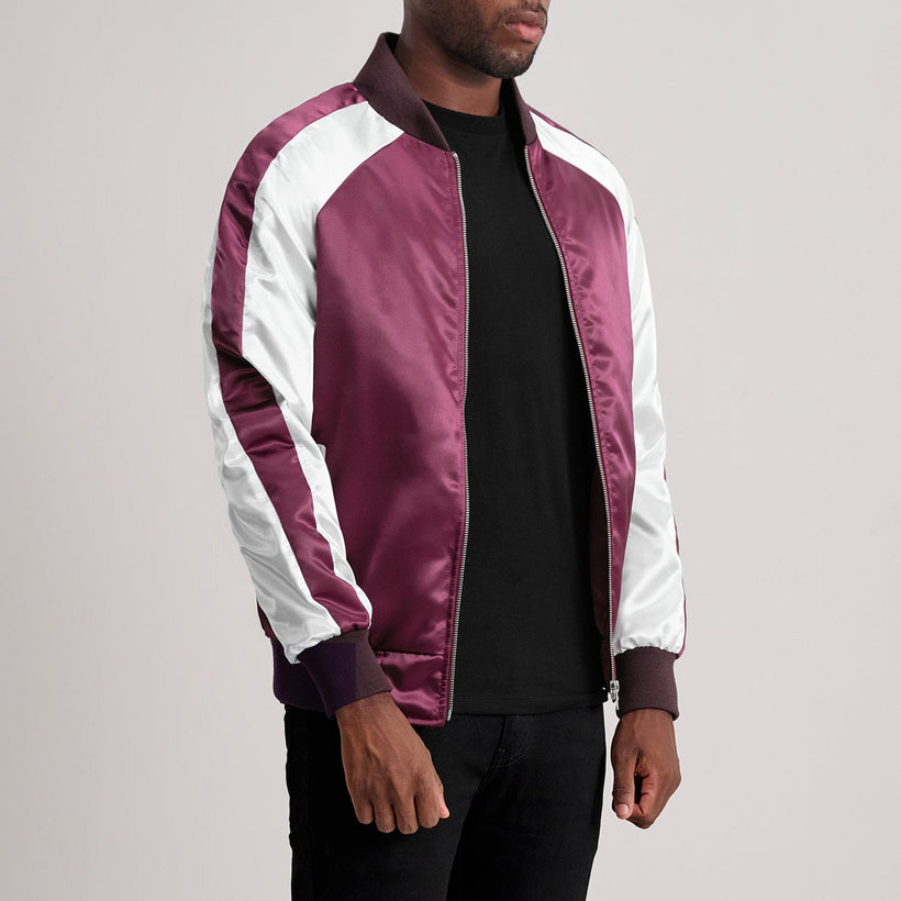 Clarke Maroon Varsity Læderjakke til Mænd