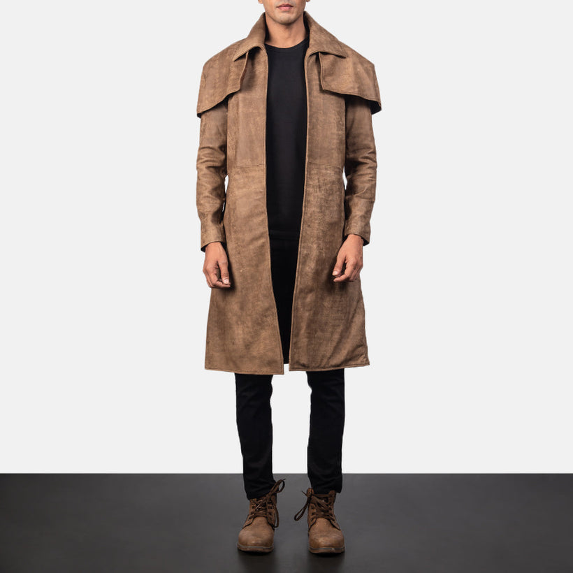 Classic Brun Leather Duster til Mænd