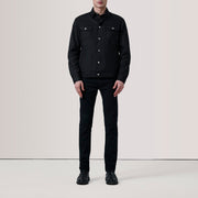 
Black Waxed Cotton Canvas Leather Jacket - Bagfra med tilpassede skuldre og ren kant