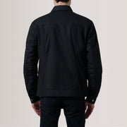 
Nærbillede of Classic Collar & Snap Button Hardware on Colberto Sort Waxed Canvas Trucker Læderjakke til Mænd For Men
