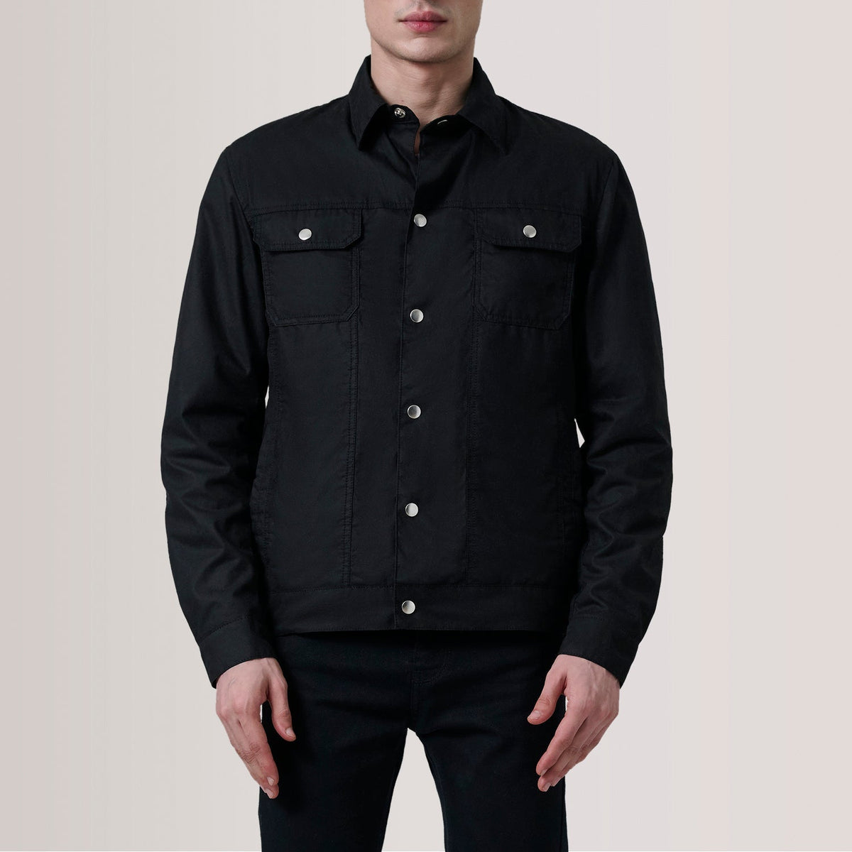 
Authentic Waxed Cotton Canvas Grain Texture & Heavy-Duty Seam Stitching Detail