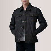 
Conard Faded Sort Denim Trucker Læderjakke til Mænd For Men i sort ægte okselæder - Forfra med skræddersyet silhuet | Køb online