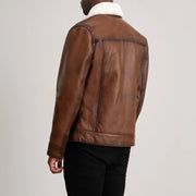 Authentic Sheepskin Leather with Semi-Aniline Finish Grain Texture &amp; Heavy-Duty Seam Stitching Detail