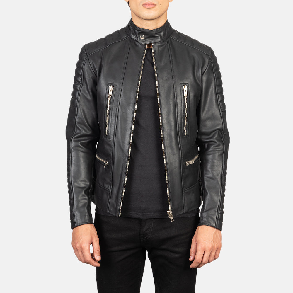
Damian Grey Suede Biker Jacket in Grey Sheepskin Suede - Forfra med skræddersyet silhuet | Køb online