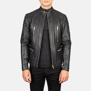 
Damian Grey Suede Biker Jacket in Grey Sheepskin Suede - Forfra med skræddersyet silhuet | Køb online