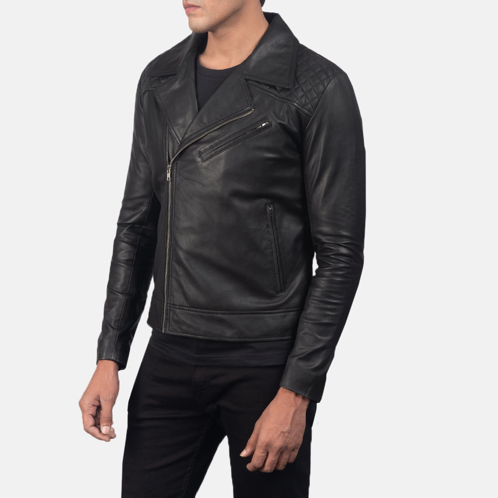Distressed Brown Goatskin Leather Biker Jacket - Bagfra med tilpassede skuldre og ren kant