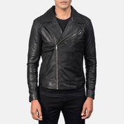Men's Danny Quilted Brown Leather Biker Jacket - Lateral Side Profile View Showing Sleeve Cut &amp; Athletic Taper Fit