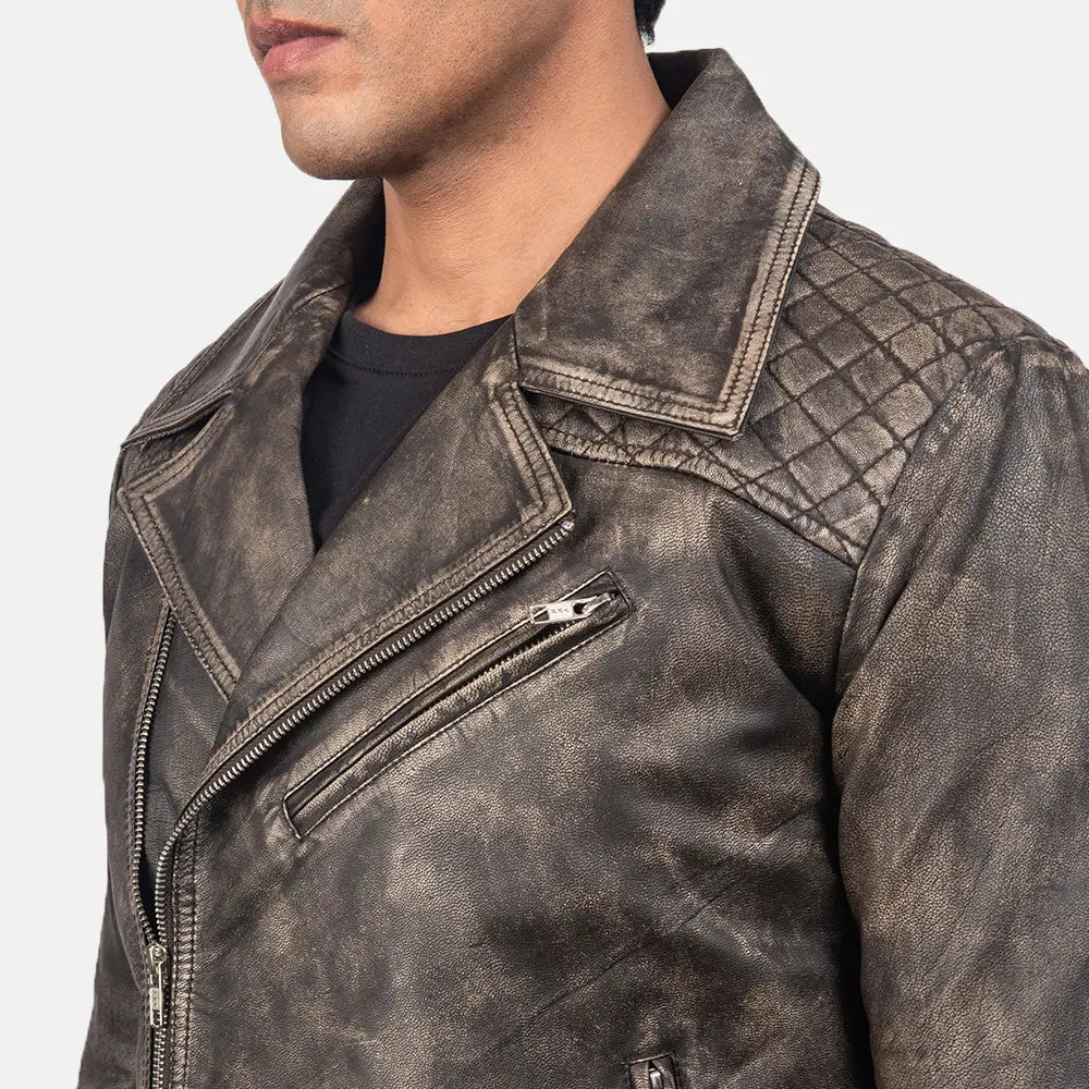Danny Quilted Læder Bikerjakke til Mænd – alternate product view 5