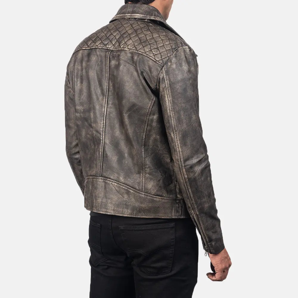 Danny Quilted Læder Bikerjakke til Mænd – alternate product view 6