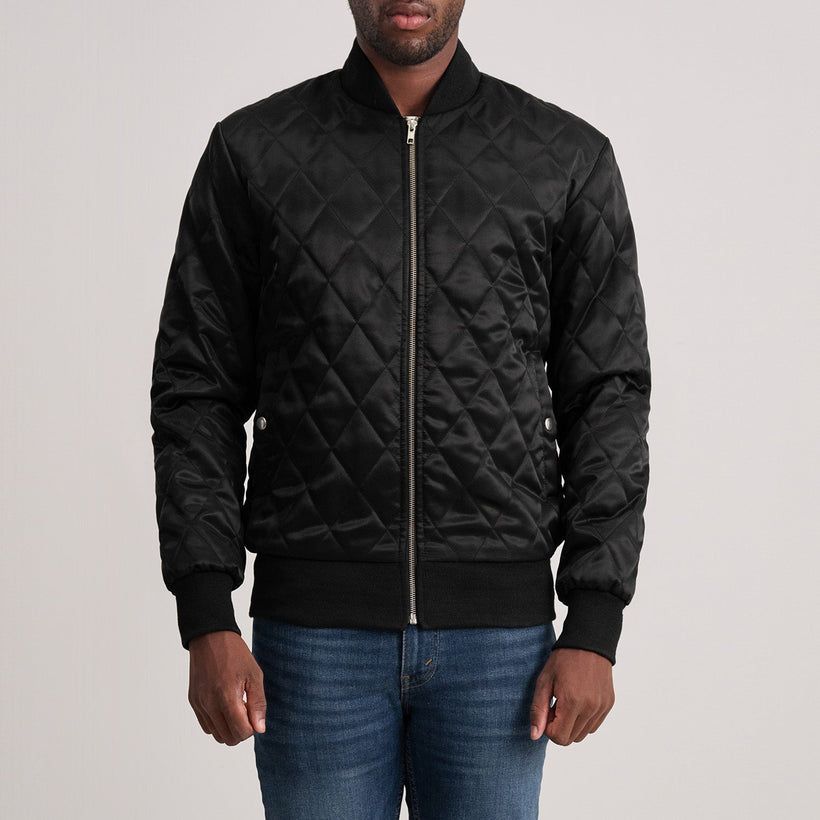 Danson Quilted Sort Varsity Læderjakke til Mænd
