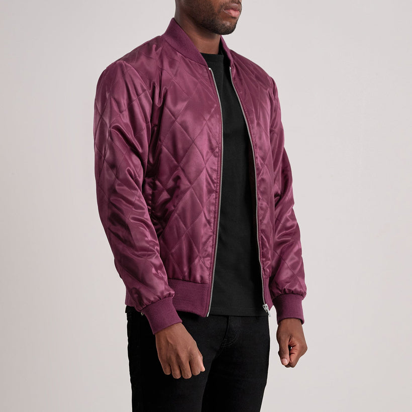 Danson Quilted Maroon Varsity Læderjakke til Mænd
