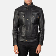 
Darren Black Leather Biker Jacket in Black 100% Full-Grain Leather - Forfra med skræddersyet silhuet | Køb online