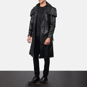 Men's Deux Sort Leather Duster til Mænd - Lateral Side Profile View Showing Sleeve Cut &amp; Athletic Taper Fit