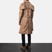 
Deux Brun Leather Duster til Mænd - Sideprofil med ergonomisk ærmesnit