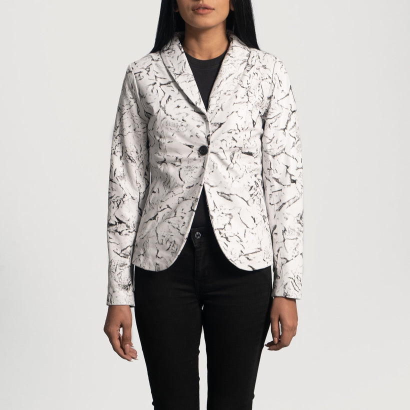 Donna Blake White Leather Blazer til Kvinder