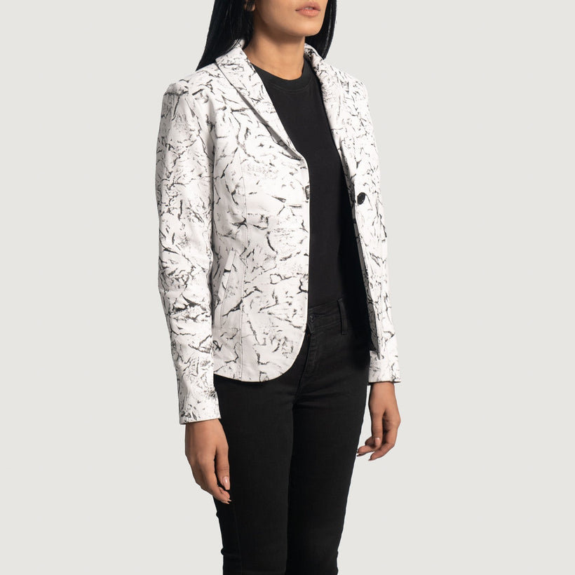 Donna Blake White Leather Blazer til Kvinder