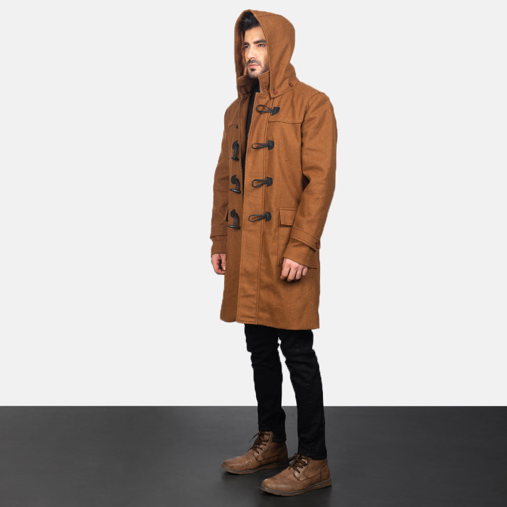 
Khaki Synthetic Wool Trench Coat - Bagfra med tilpassede skuldre og ren kant