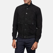 
Eaton Brown Suede Bomber Jacket - Sideprofil med ergonomisk ærmesnit