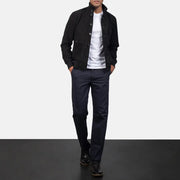 
Nærbillede of Knit Rib & Button Hardware on Eaton Brown Suede Bomber Jacket
