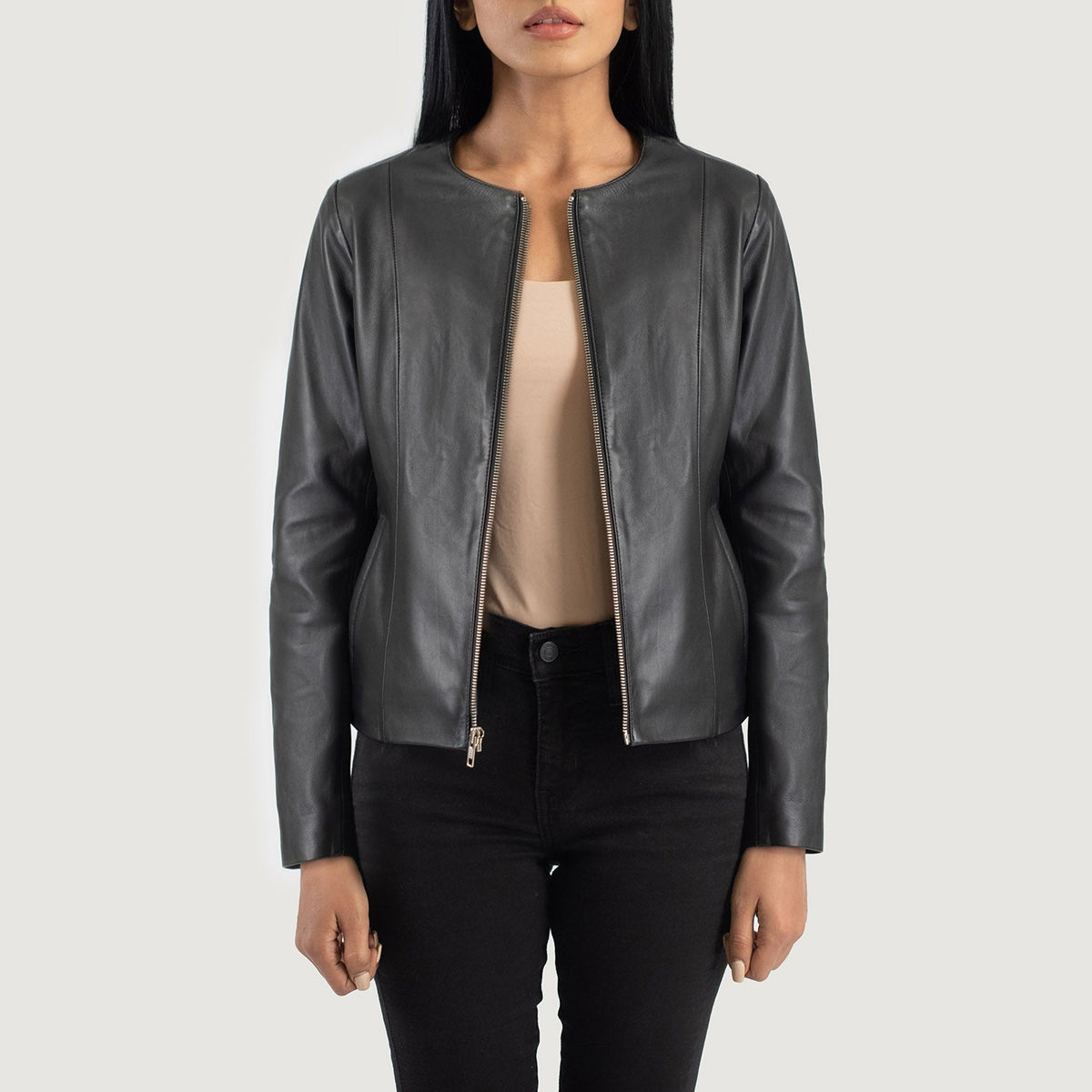 
Elixir Collarless Læderjakke til Damer – alternate product view 1