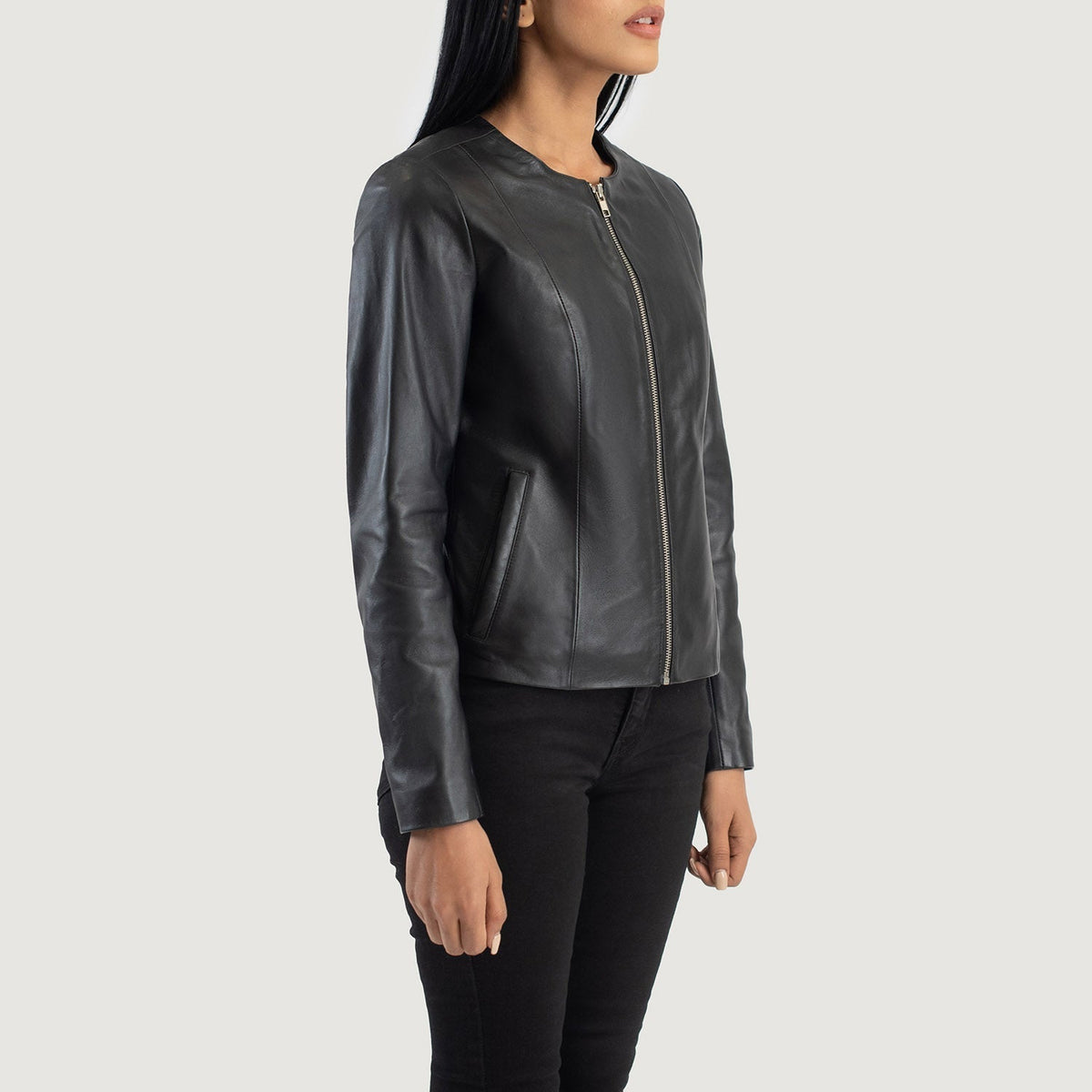 
Elixir Collarless Læderjakke til Damer – alternate product view 2