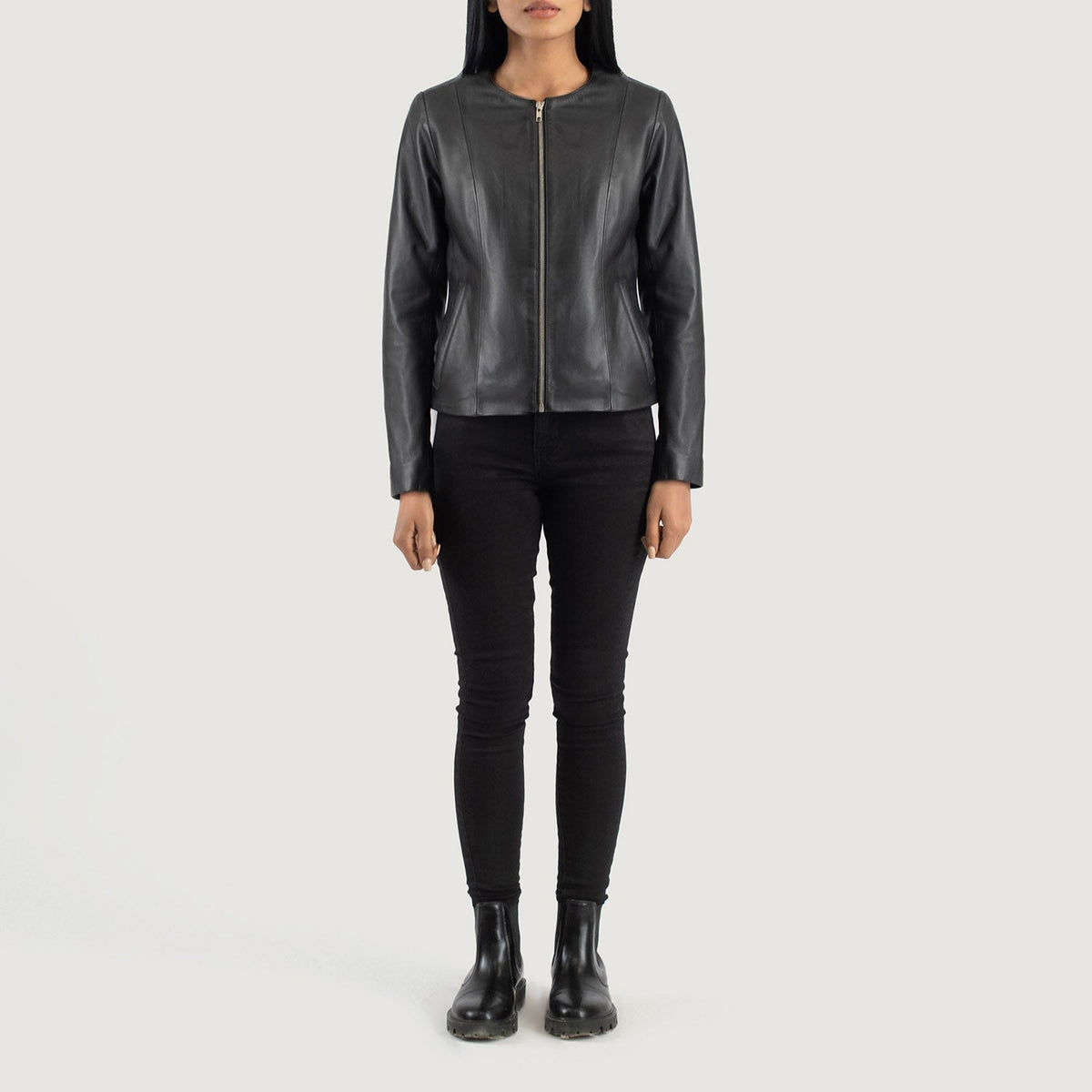 
Elixir Collarless Læderjakke til Damer – alternate product view 3