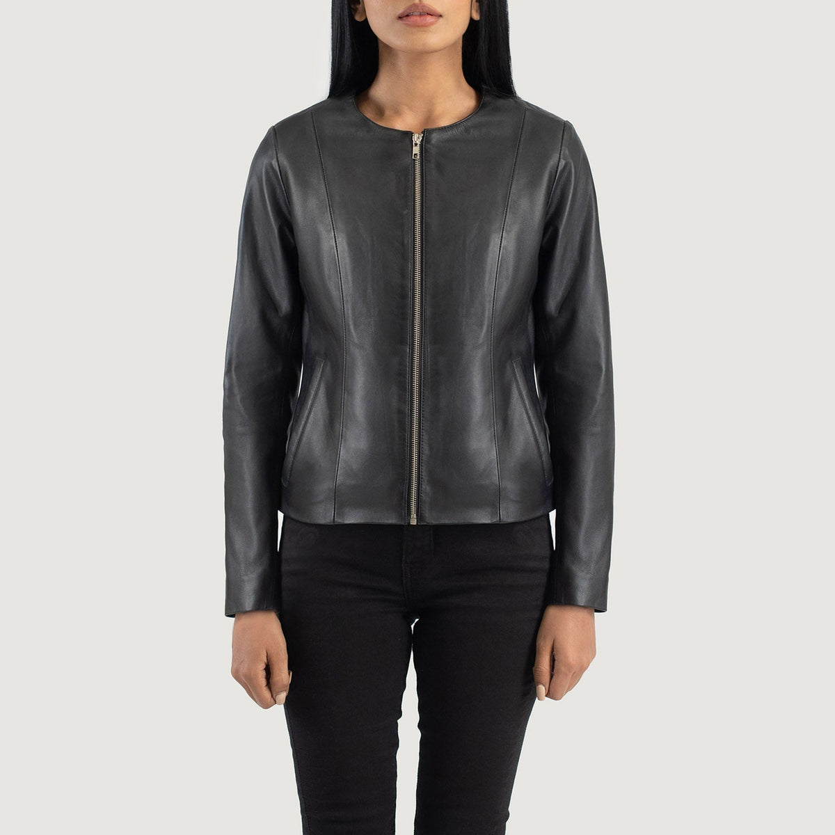 
Elixir Collarless Læderjakke til Damer – alternate product view 4