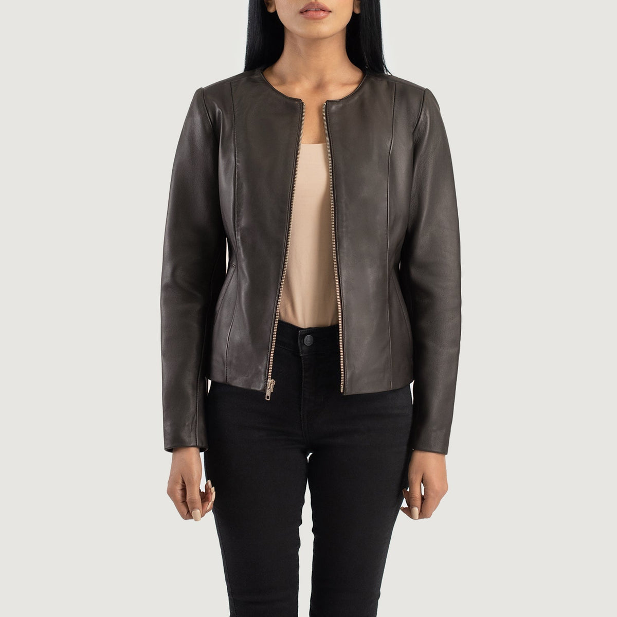 
Elixir Collarless Læderjakke til Damer – alternate product view 1