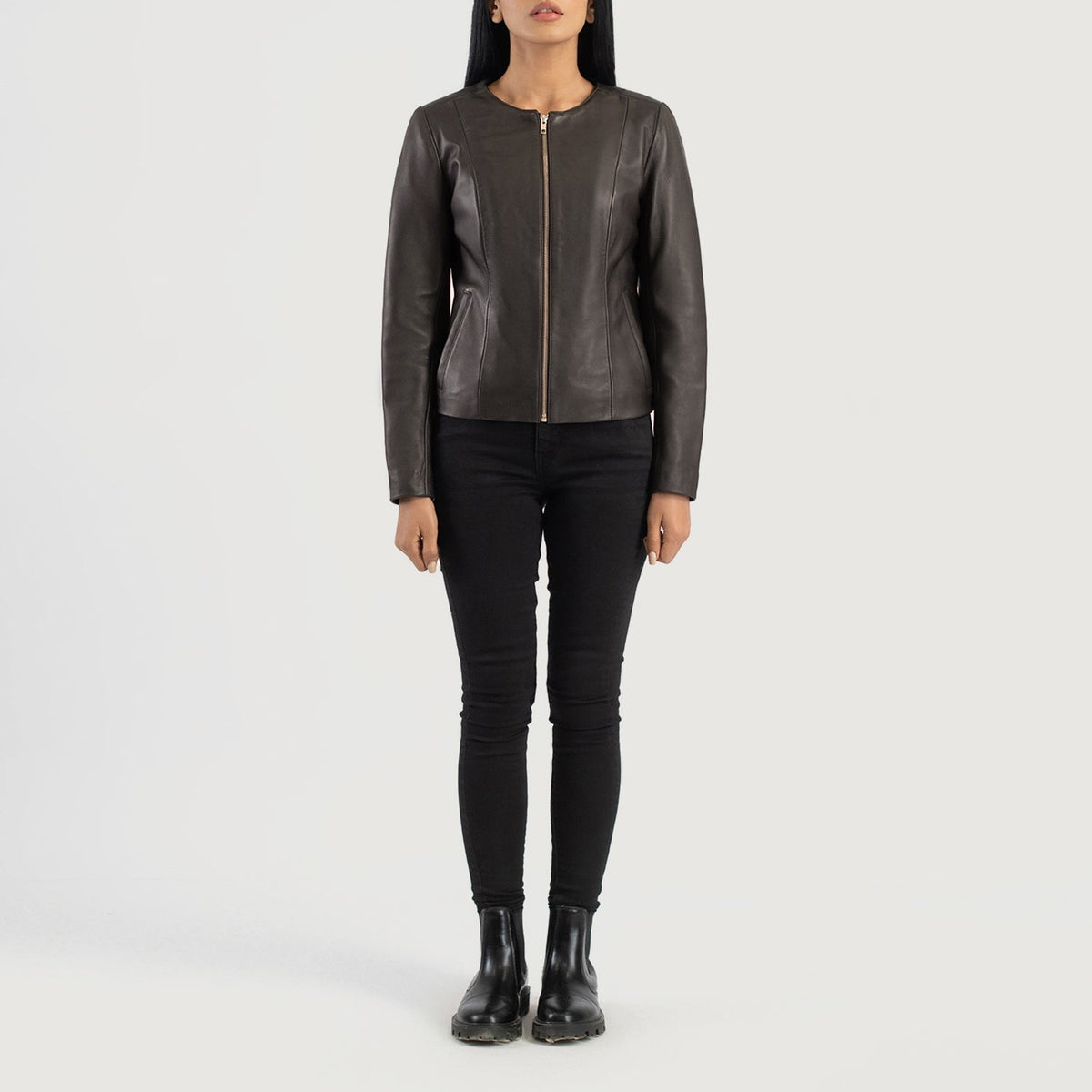 
Elixir Collarless Læderjakke til Damer – alternate product view 3