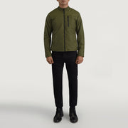 Elliot Green Lightweight Læderjakke til Mænd - Lateral Side Profile View Showing Sleeve Cut &amp; Athletic Taper Fit