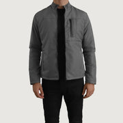 Elliot Grey Lightweight Læderjakke til Mænd in Grey Full-Grain Leather - Front Profile View &amp; Tailored Silhouette | Buy Online