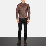 Faisor Mocha Læder Bikerjakke til Mænd – alternate product view 3