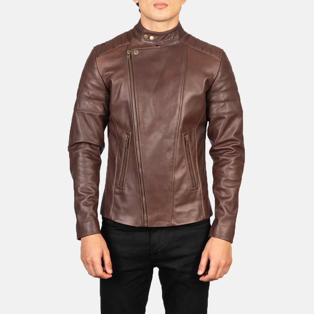 Faisor Mocha Læder Bikerjakke til Mænd – alternate product view 5