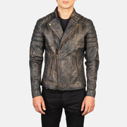 Faisor Mocha Læder Bikerjakke til Mænd – alternate product view 1
