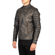 Faisor Mocha Læder Bikerjakke til Mænd – alternate product view 2