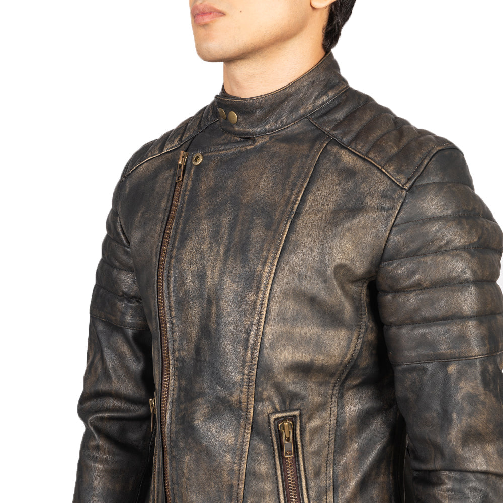 Faisor Mocha Læder Bikerjakke til Mænd – alternate product view 6