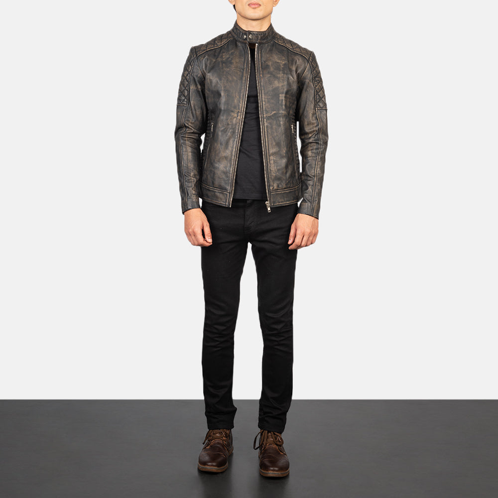 Fernando Quilted Læder Bikerjakke til Mænd – alternate product view 3