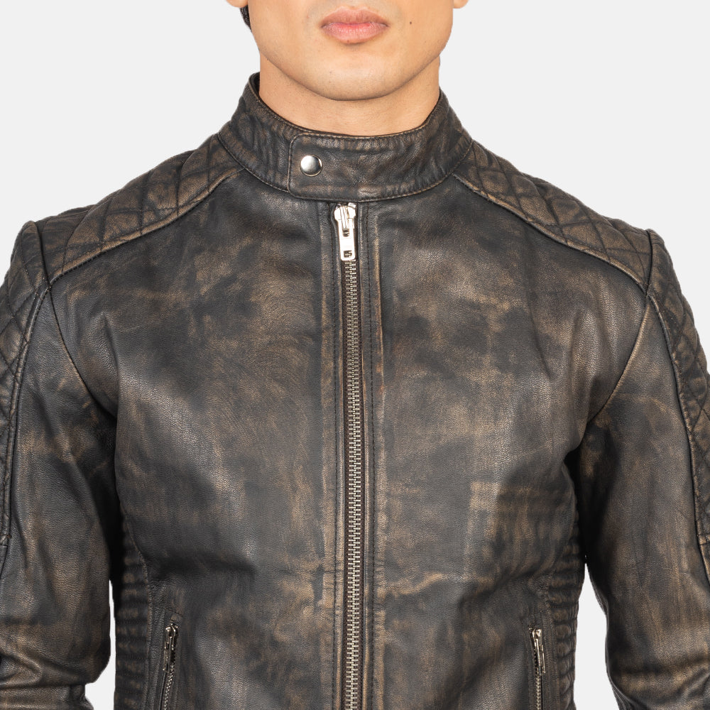 Fernando Quilted Læder Bikerjakke til Mænd – alternate product view 6